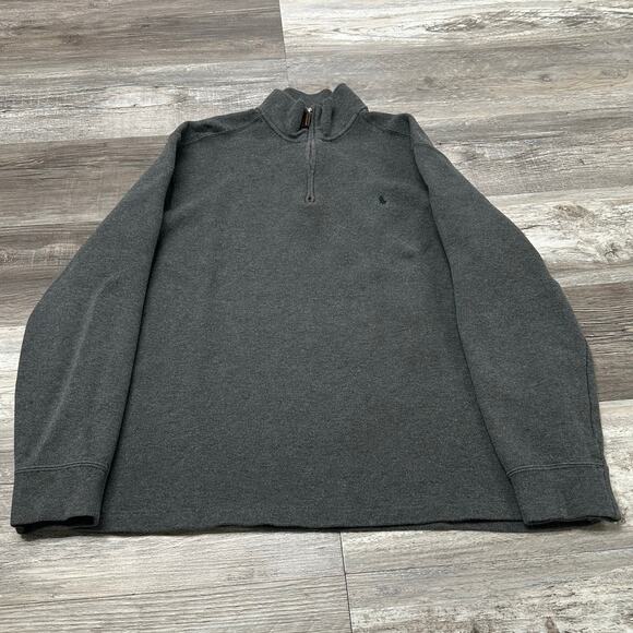 Vintage 2000s Polo Ralph Lauren Gray Mens XL 1/4 Mock Neck Knit Pullover Sweater - Picture 1 of 8